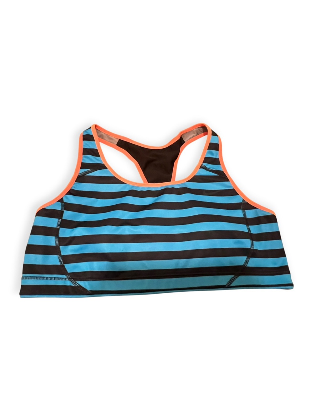 Nike Dri-FIT Striped Sports Bra Blue Black Orange Large